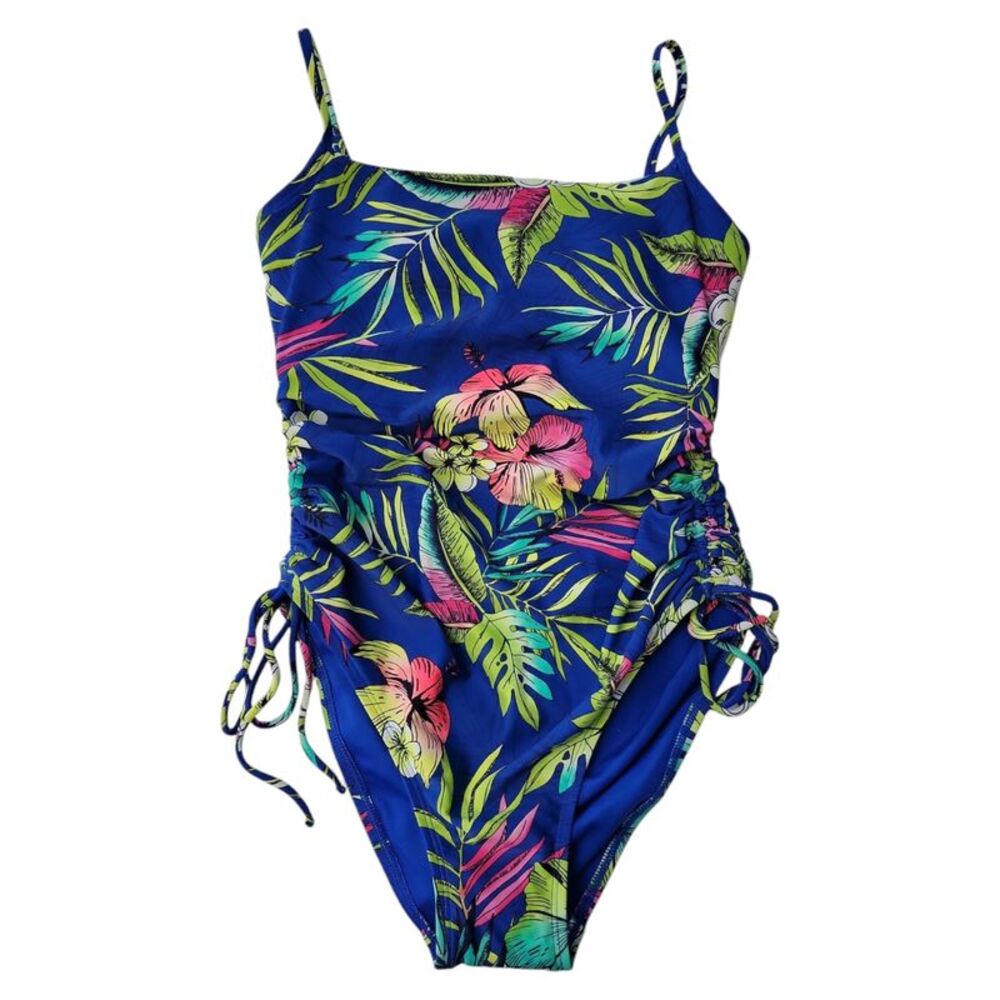 Loft Women's Shirred Side Tie Fully Lined One-Piece Swimsuit - Multi